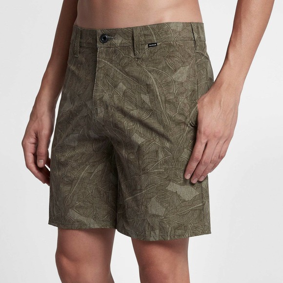 Hurley Men's Phantom Lush 18.5" Printed Hybrid Walk Board Shorts - Olive - Picture 1 of 8